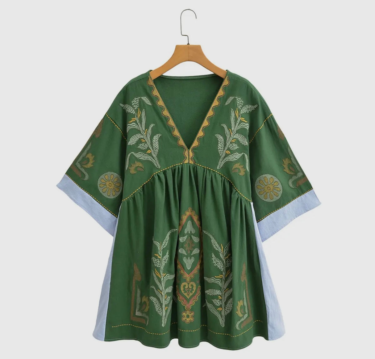 Green Embroidered Dress
